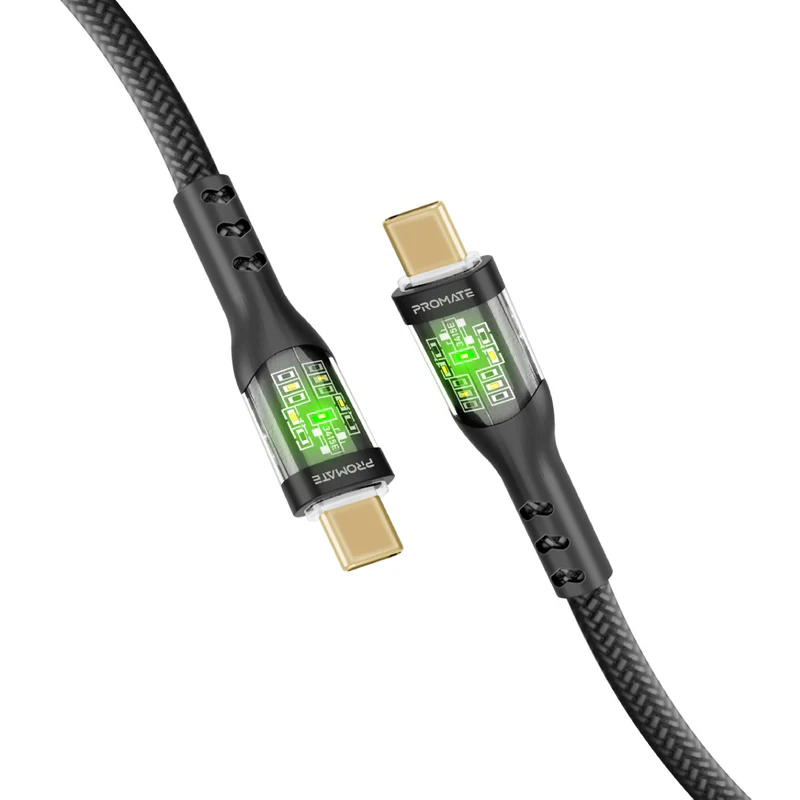 Promate TransLine-CC USB-C Transparent Cable 1.2 m [60W]